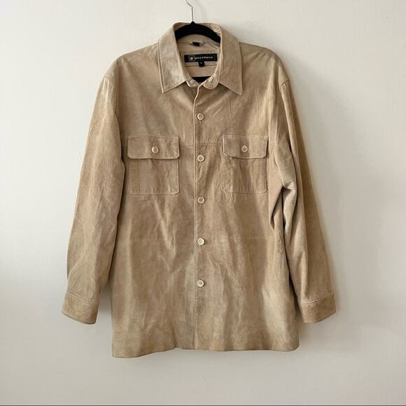 Vintage Bachrach Beige Suede Leather Shacket - Picture 1 of 8